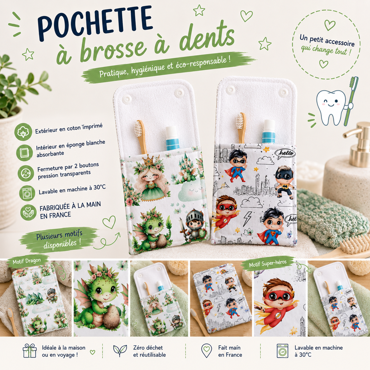 Nos pochettes à brosse à dents enfant