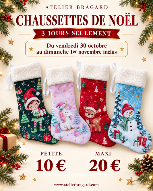 Nos maxi chaussettes de Noël personnalisée - Brodée EN PROMO !