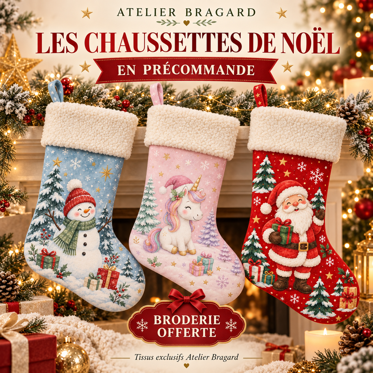 Nos chaussettes de Noël personnalisée - Brodée